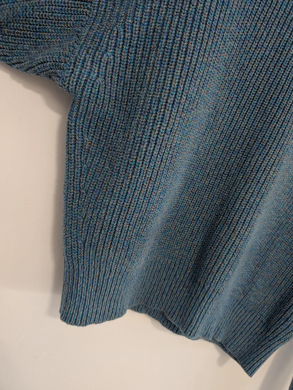 Uniqlo Small Boxy Sweater Crew Neck Grey Blue Wide Arm Cotton Knit Long Sleeve - Picture 9 of 16